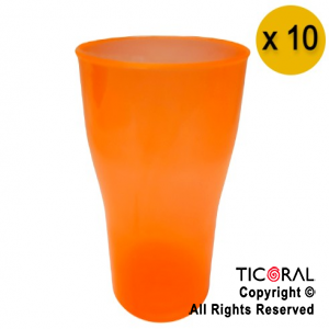 VASO COLA COLOR NARANJA FLUO x 10